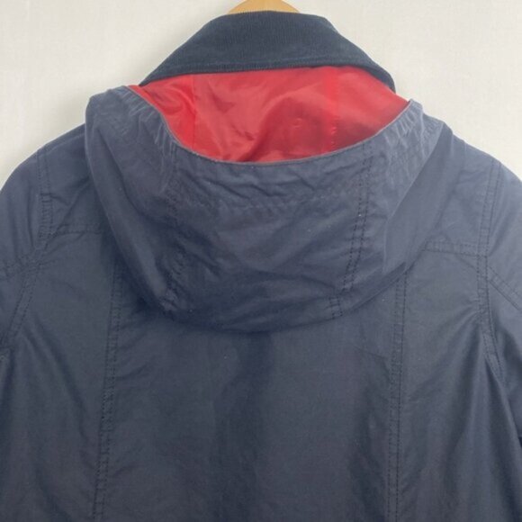 Rare Barbour x J.Crew 6 Shore Waxed Jacket Coat Navy Hooded - Picture 14 of 15